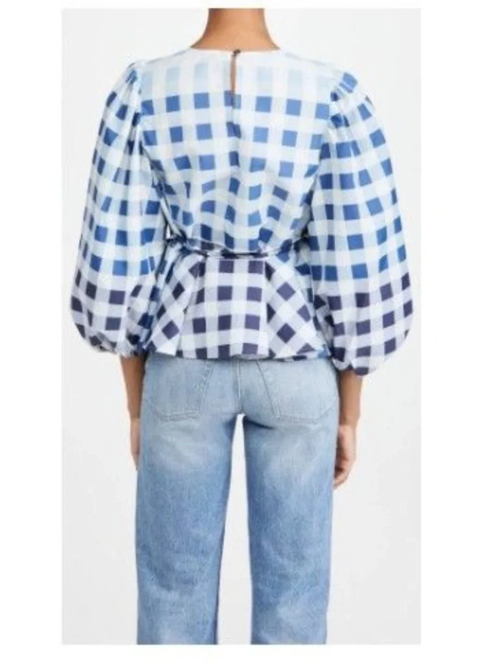 Staud Laurence Top in Blue Ombre Gingham Size Medium